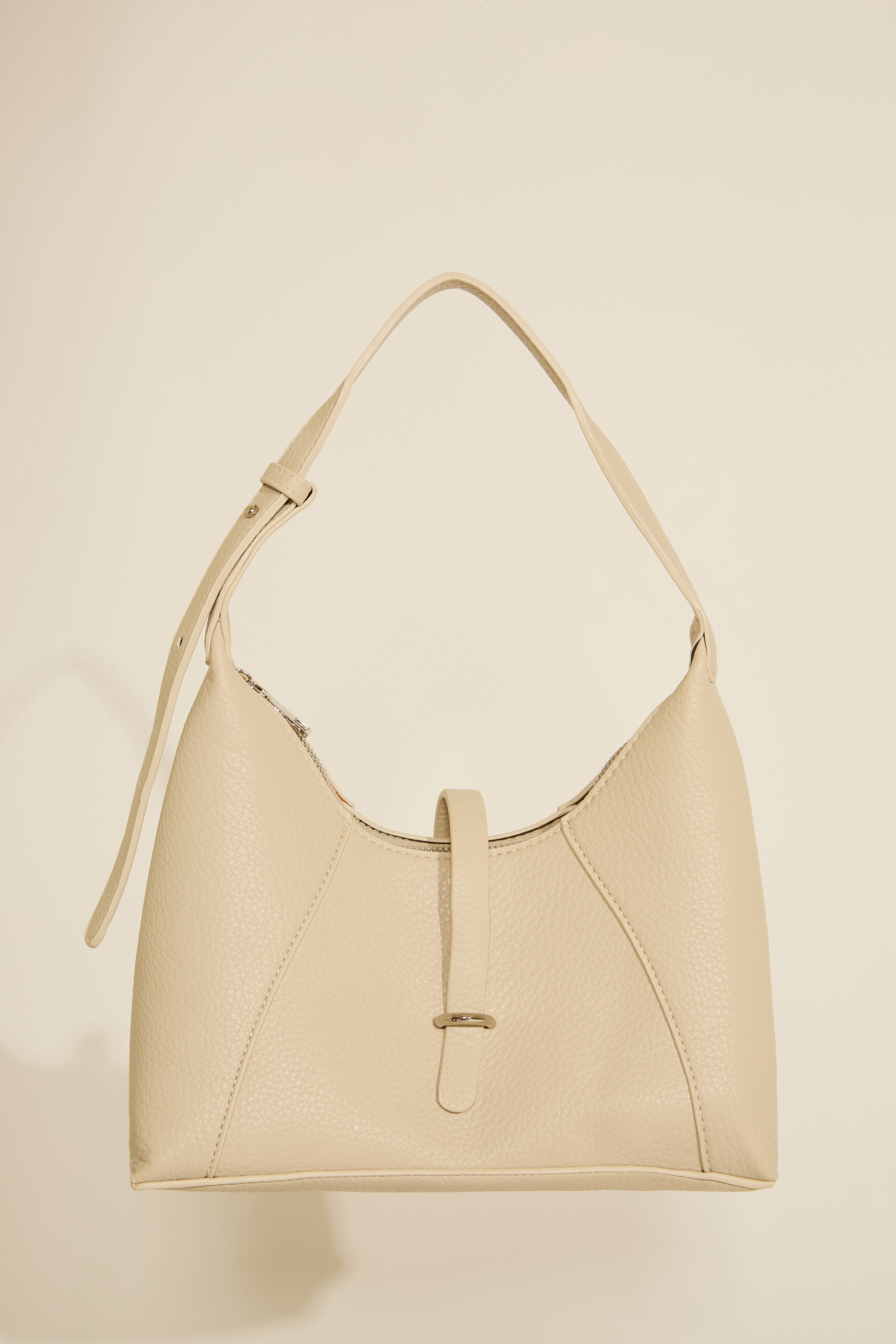 ADJUSTABLE STRAP VEGAN LEATHER STANDING HOBO BAG