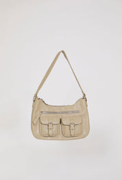 MULTI POCKET VEGAN LEATHER SHOULDER BAG