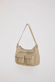 MULTI POCKET VEGAN LEATHER SHOULDER BAG