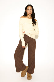DOUBLE BUTTON STRIPED TROUSERS