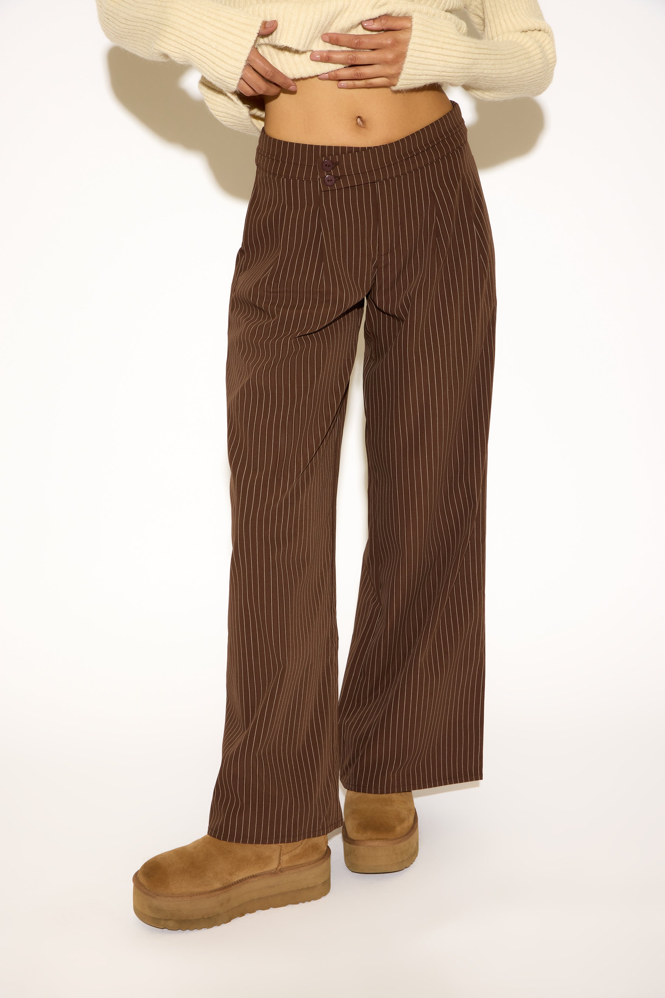 DOUBLE BUTTON STRIPED TROUSERS