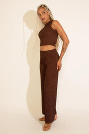 CRINKLE TEXTURED CROP TOP & PANT SET