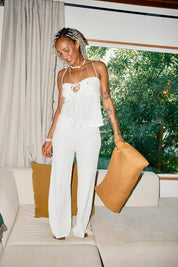 KEYHOLE OPEN BACK TOP & WIDE LEG PANT SET