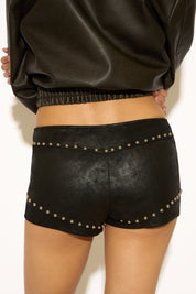 STUD DETAIL SUEDE SHORTS