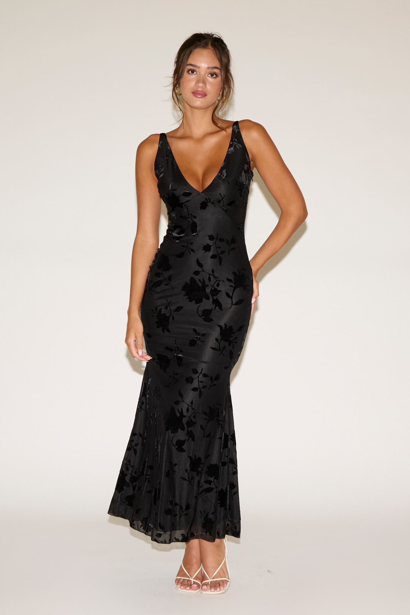 BURNOUT MESH OPEN BACK SLEEVELESS MAXI DRESS