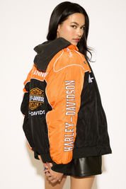HIGH NECK HARLEY DAVIDSON ZIP UP RACING JACKET