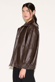VEGAN LEATHER JACKET WITH HIGH COLLAR