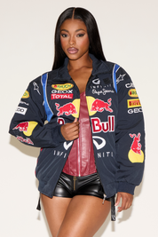 RED BULL & INFINITY ZIP UP NYLON RACING COAT