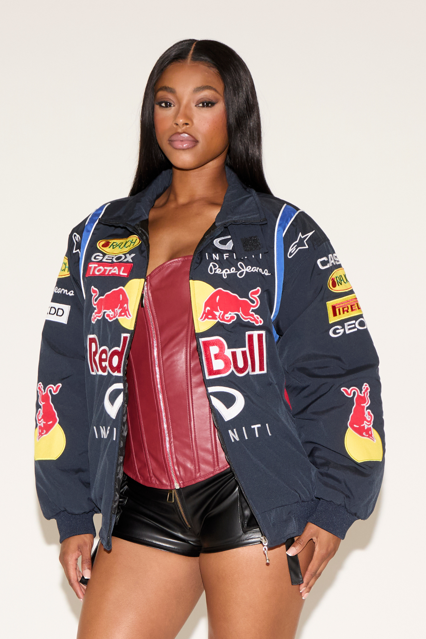 RED BULL & INFINITY ZIP UP NYLON RACING COAT