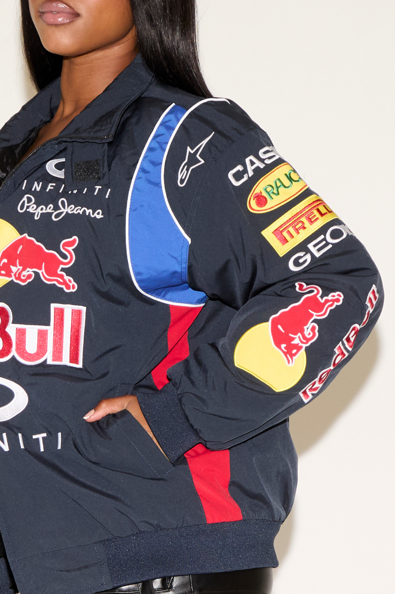 RED BULL & INFINITY ZIP UP NYLON RACING COAT