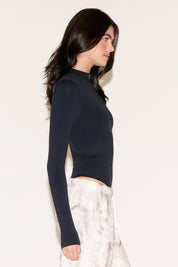 LONG SLEEVE HALF ZIP HIGH NECK BODYSUIT