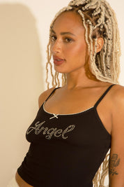 STUDDED ANGEL CROPPED TANK TOP