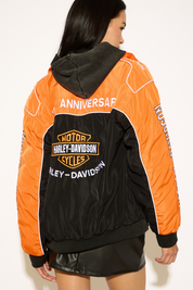 HIGH NECK HARLEY DAVIDSON ZIP UP RACING JACKET