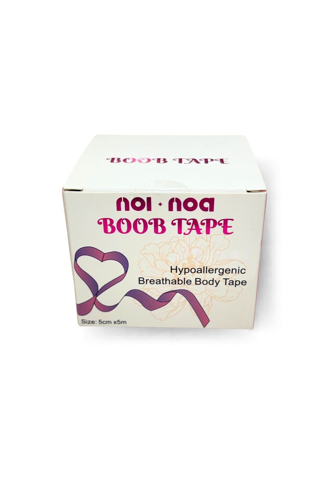 Box of boob tape labeled Noi Noa on a white background