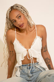 CRINKLE TEXTURE CAMI STRAP BUTTERFLY TOP