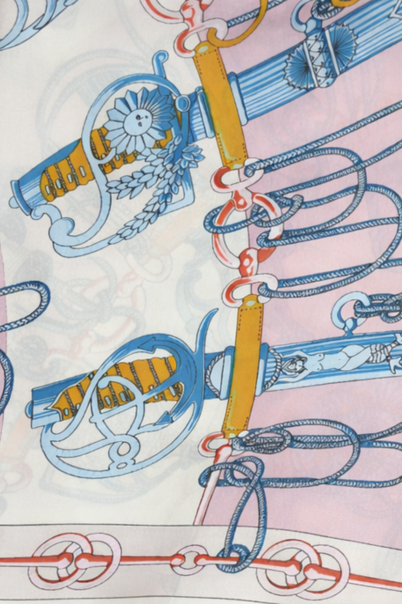 Decorative pattern with interlocking gears and mechanical elements on a light pink background