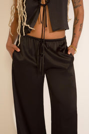 SLEEVELESS FRONT TIE VEST & WIDE LEG PANT SET