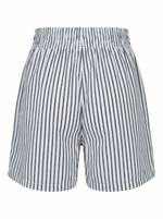 Ghost cut mannequin wearing STRIPE SEERSUCKER ELASTIC WAIST SHORT WITH POCKETS on  a white background. 