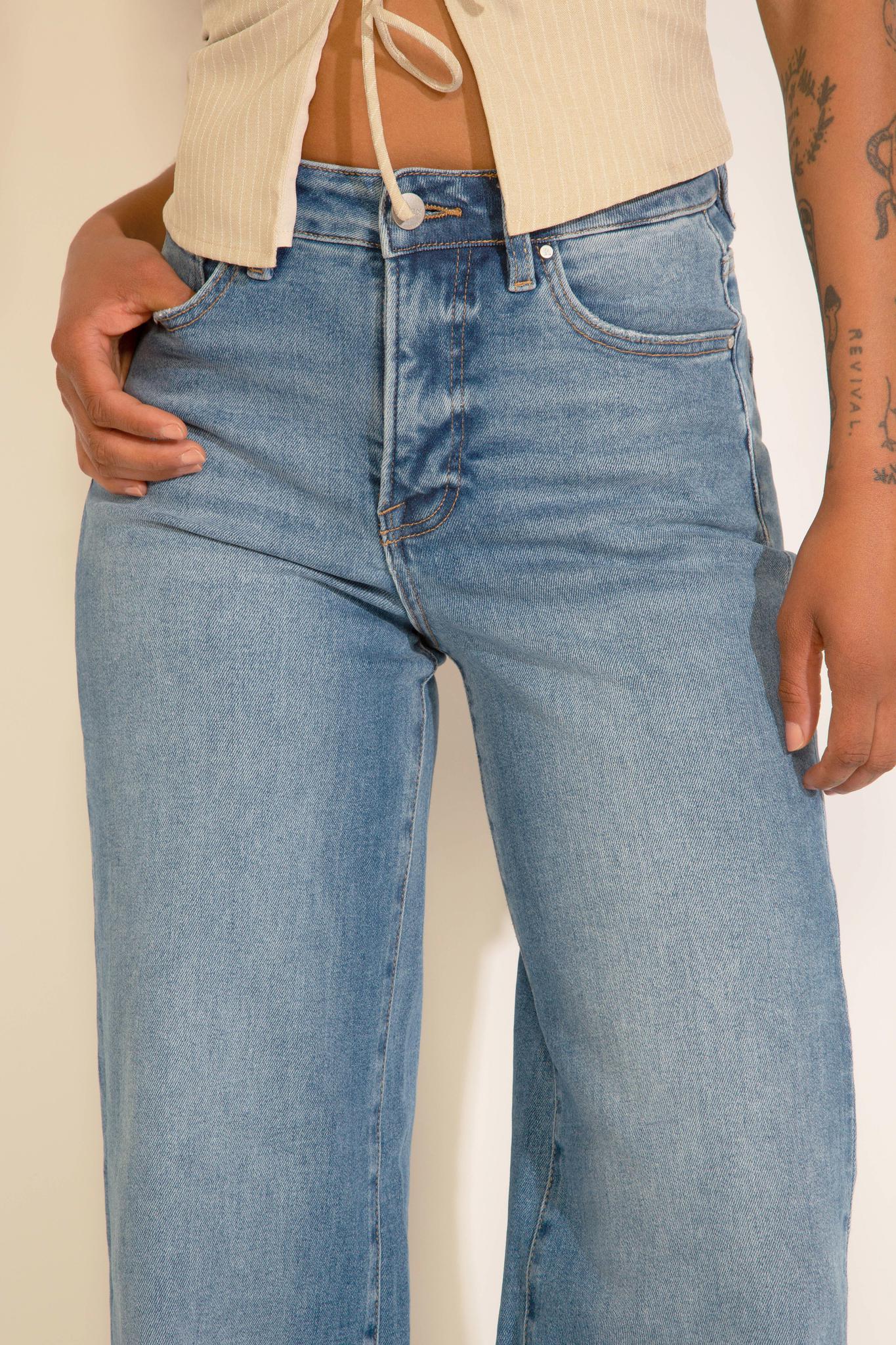 TUMMY CONTROL HIGH RISE WIDE LEG JEANS