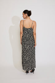 FLORAL ADJUSTABLE STRAP V-NECK MAXI DRESS