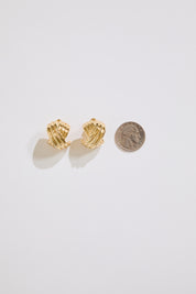 Gold Dipped Hash Weave Hoop Earrings