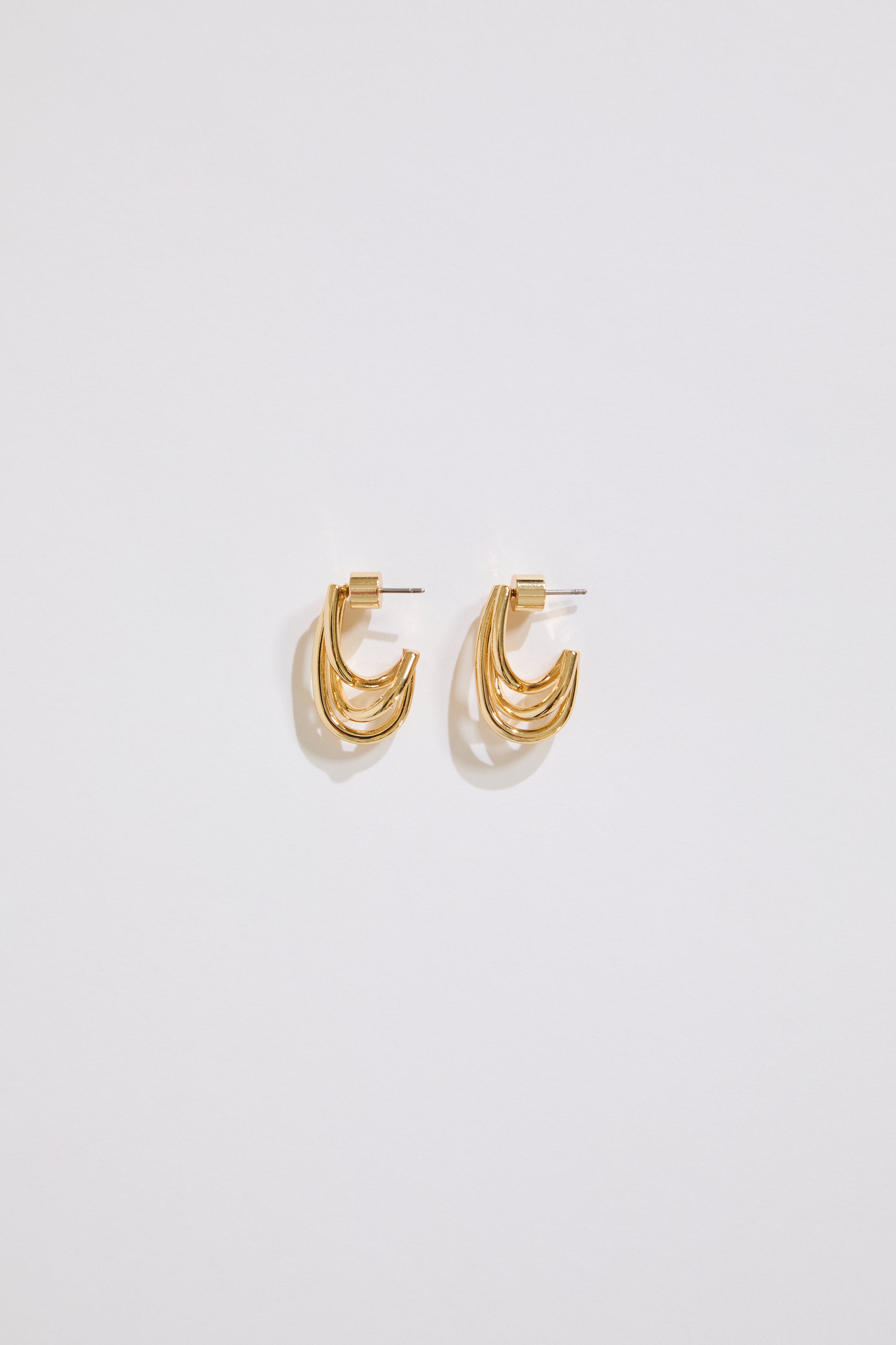 Gold Dipped Mixed Layered Oval Hoop Earrings