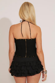 EMBROIDERED WESTERN LACE-UP CORSET TOP