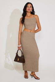 SPAGHETTI STRAP CROPPED OPEN BACK TOP & MAXI SKIRT SET