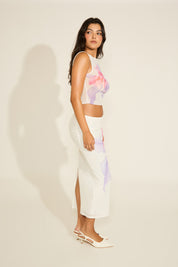 ORCHID PRINT MESH TANK TOP & MAXI SKIRT SET