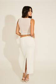 ORCHID PRINT MESH TANK TOP & MAXI SKIRT SET