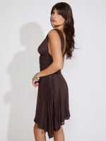 SPARKLY ASYMMETRIC HEM LINED MINI DRESS