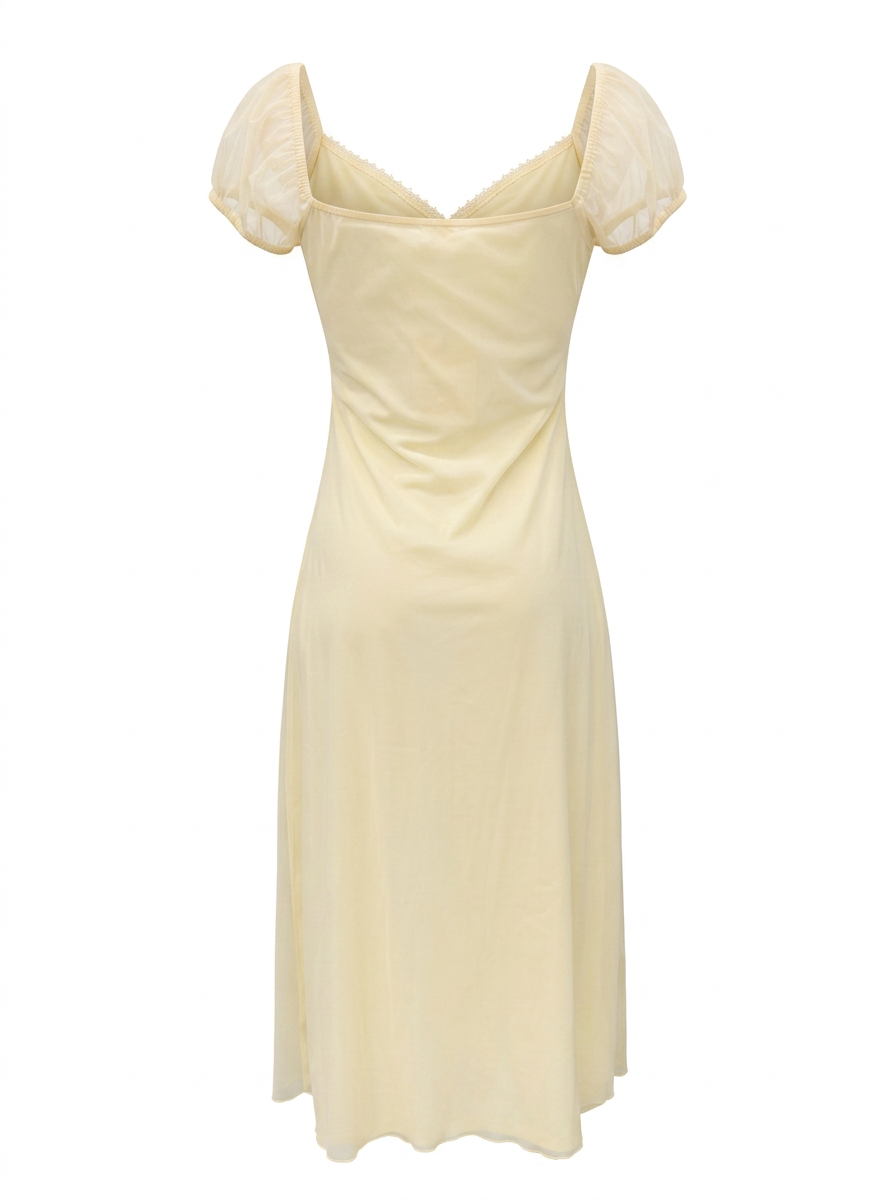 Ghost cut image of EMBELLISHED CAP SLEEVE RUFFLE MAXI DRESS on a white background.