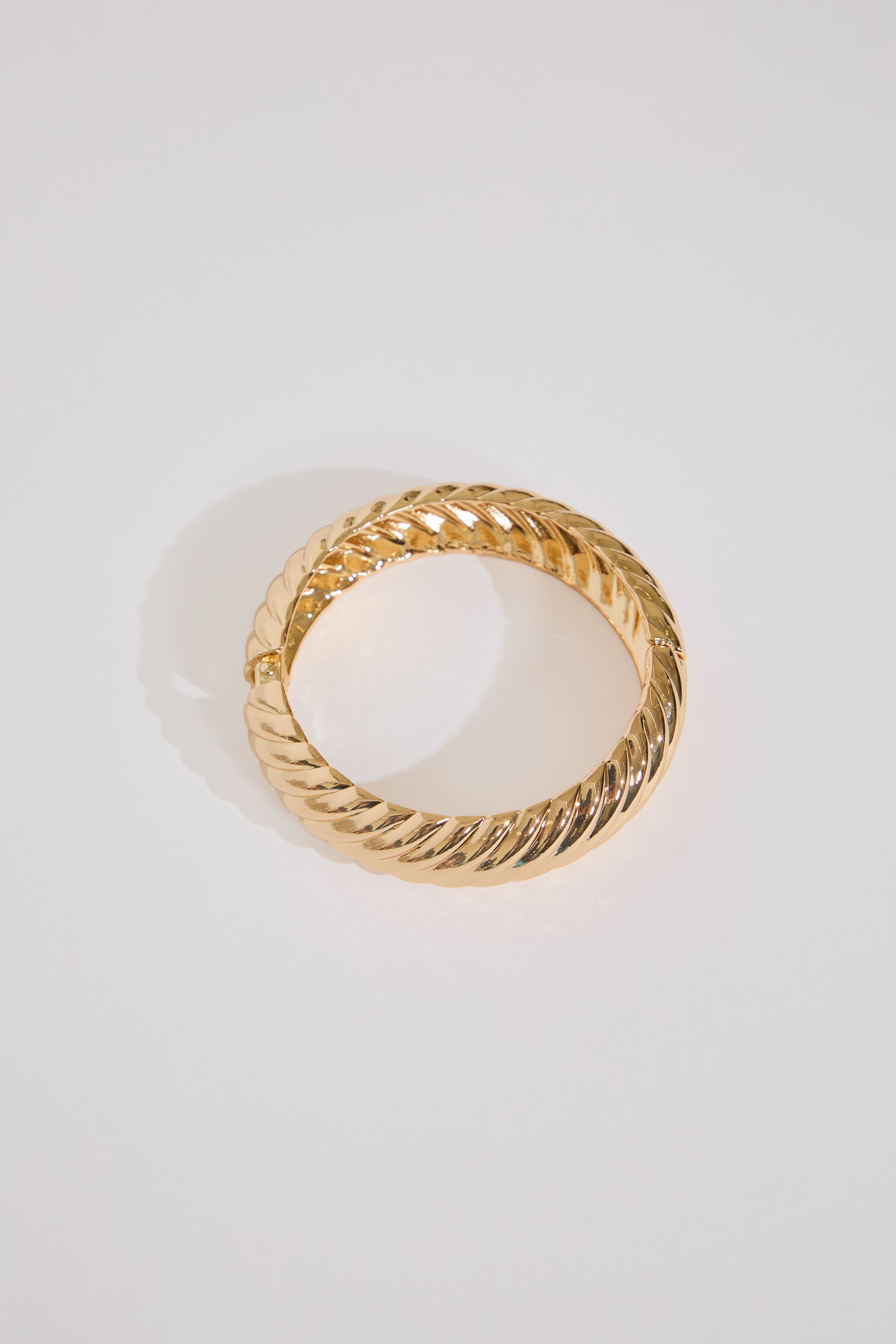Gold Plated Twisted Texture Hinge Bangle Bracelet