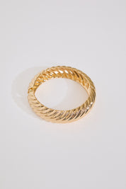 Gold Plated Twisted Texture Hinge Bangle Bracelet