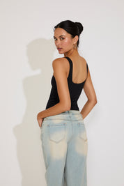 DOUBLE LAYERED SQUARE NECK BODYSUIT