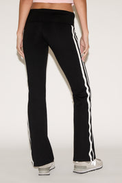 WIDE WAISTBAND SIDE STRIPES FLARE LEGGING