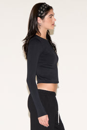 ROUND NECK LONG SLEEVE SIMPLE SHIRT