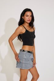 BUTTON FITTED WASHED TANK TOP
