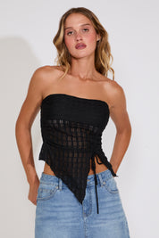 ASYMMETRIC TUBE TOP WITH RUCHING DETAIL