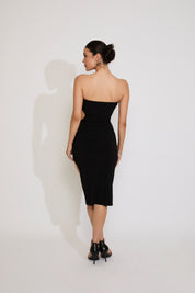 ADJUSTABLE SIDE CUT OUT STRAPLESS MAXI DRESS