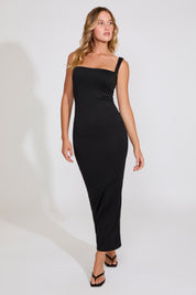 SQUARE NECK SLIGHT COWL SLEEVELESS MAXI DRESS
