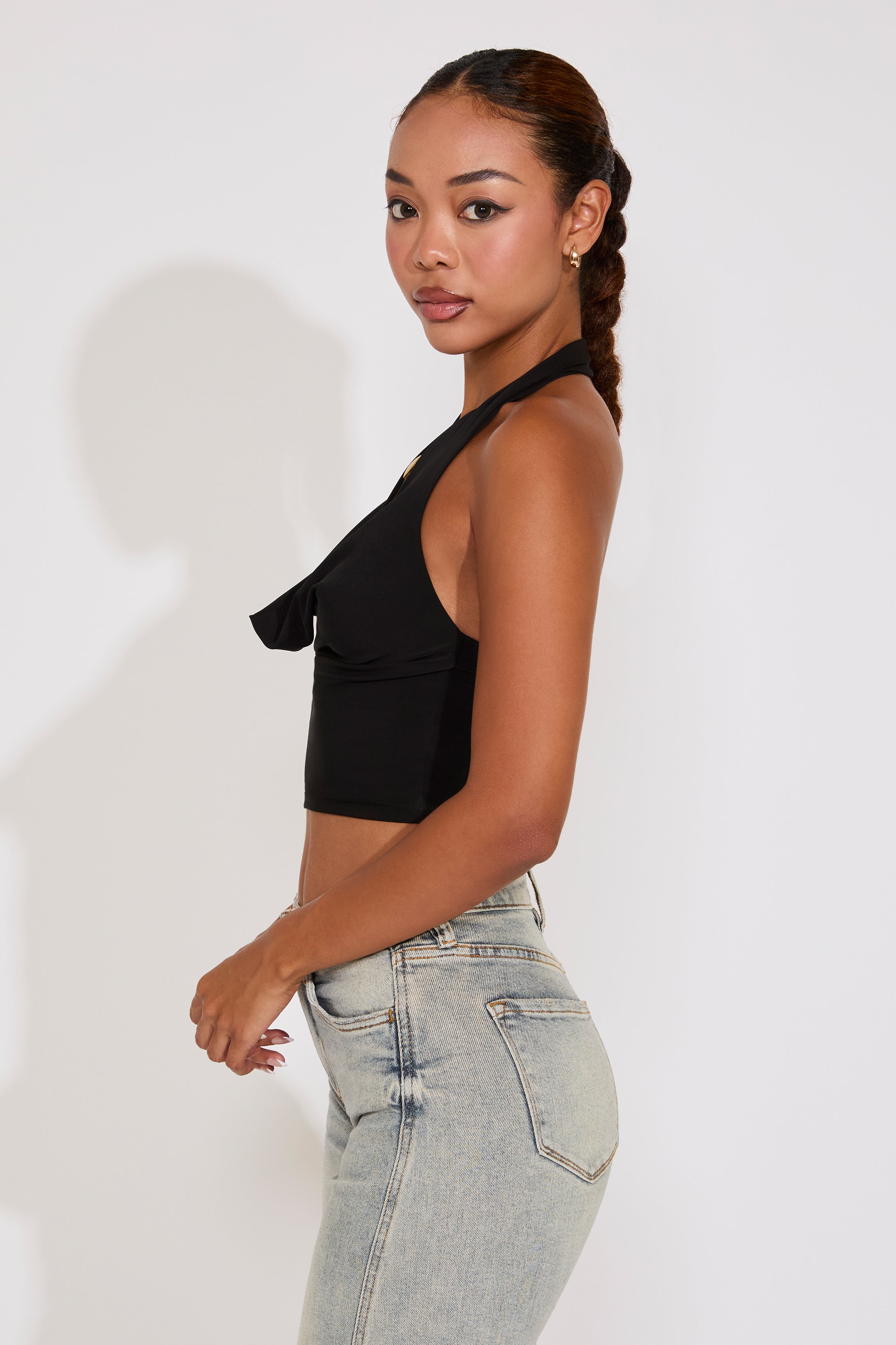 HALTER NECK DEEP COWLED FRONT SMOOTH TOP