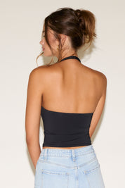 HALTER COWLED NECK SEAMLESS SOLID COLOR TOP