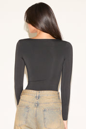 SCOOP NECK HIGH LEG LONG SLEEVE BODYSUIT