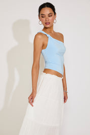 ONE SHOULDER KNOTTED ASYMMETRICAL TOP