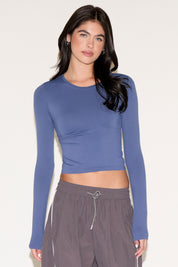 ROUND NECK LONG SLEEVE SIMPLE SHIRT