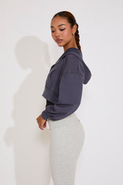 ZIP UP FRENCH TERRY HOODIE WITH KANGAROO POCKET