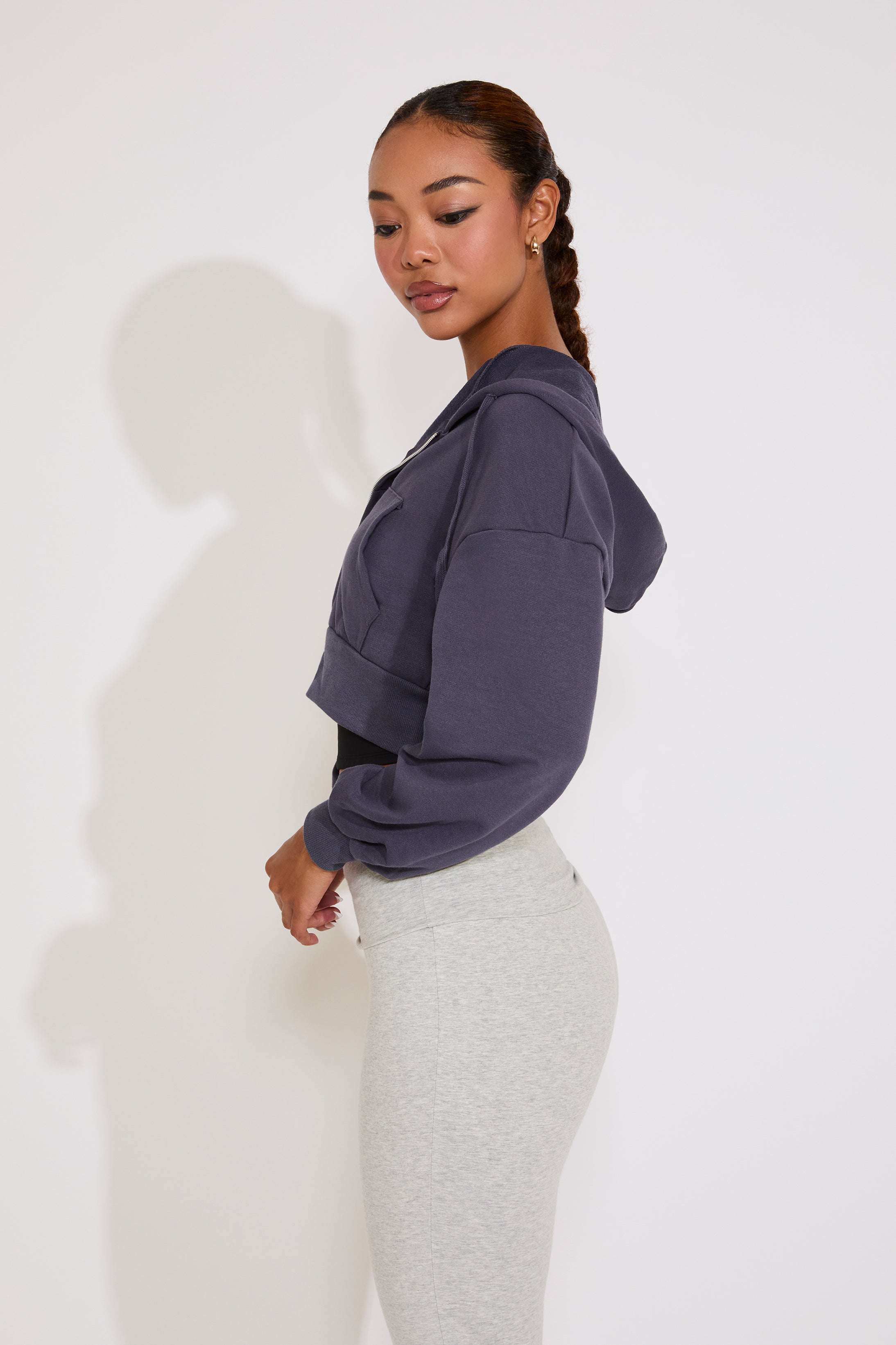 ZIP UP FRENCH TERRY HOODIE WITH KANGAROO POCKET