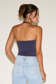 HALTER COWLED NECK SEAMLESS SOLID COLOR TOP