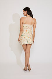 FLORAL BOW DETAIL LACE TRIM MINI DRESS